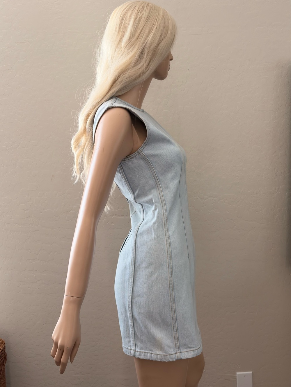 AGOLDE Barton Denim Mini Dress Light Indigo Size XS - Picture 6 of 17